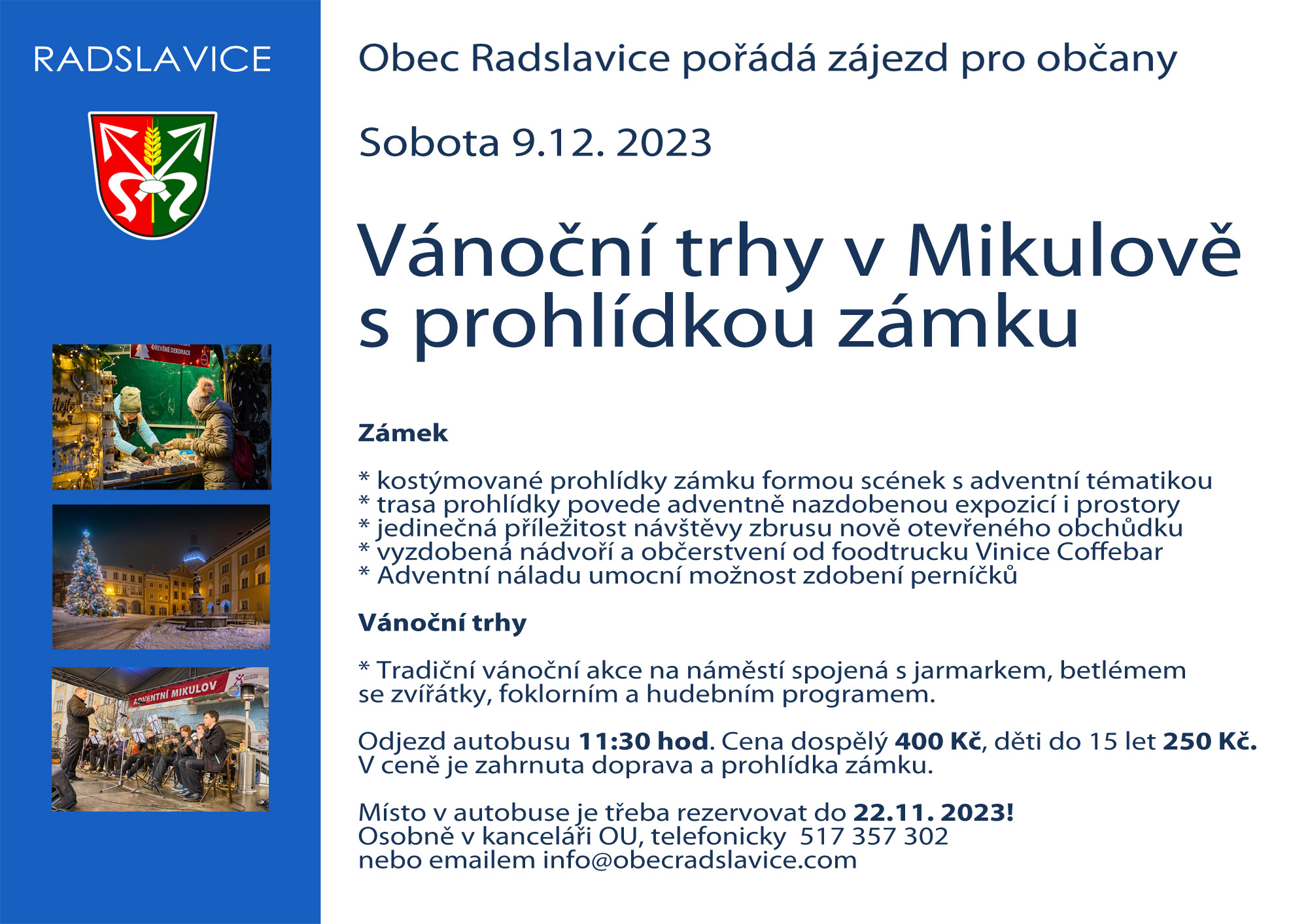 Vánoční trhy v Mikulově s prohlídkou zámku